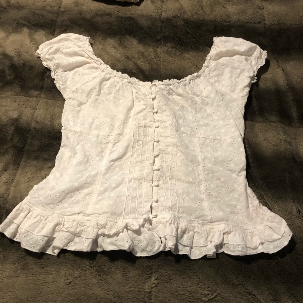Dollhouse White Lace Button and Tie Shirt Size 2X